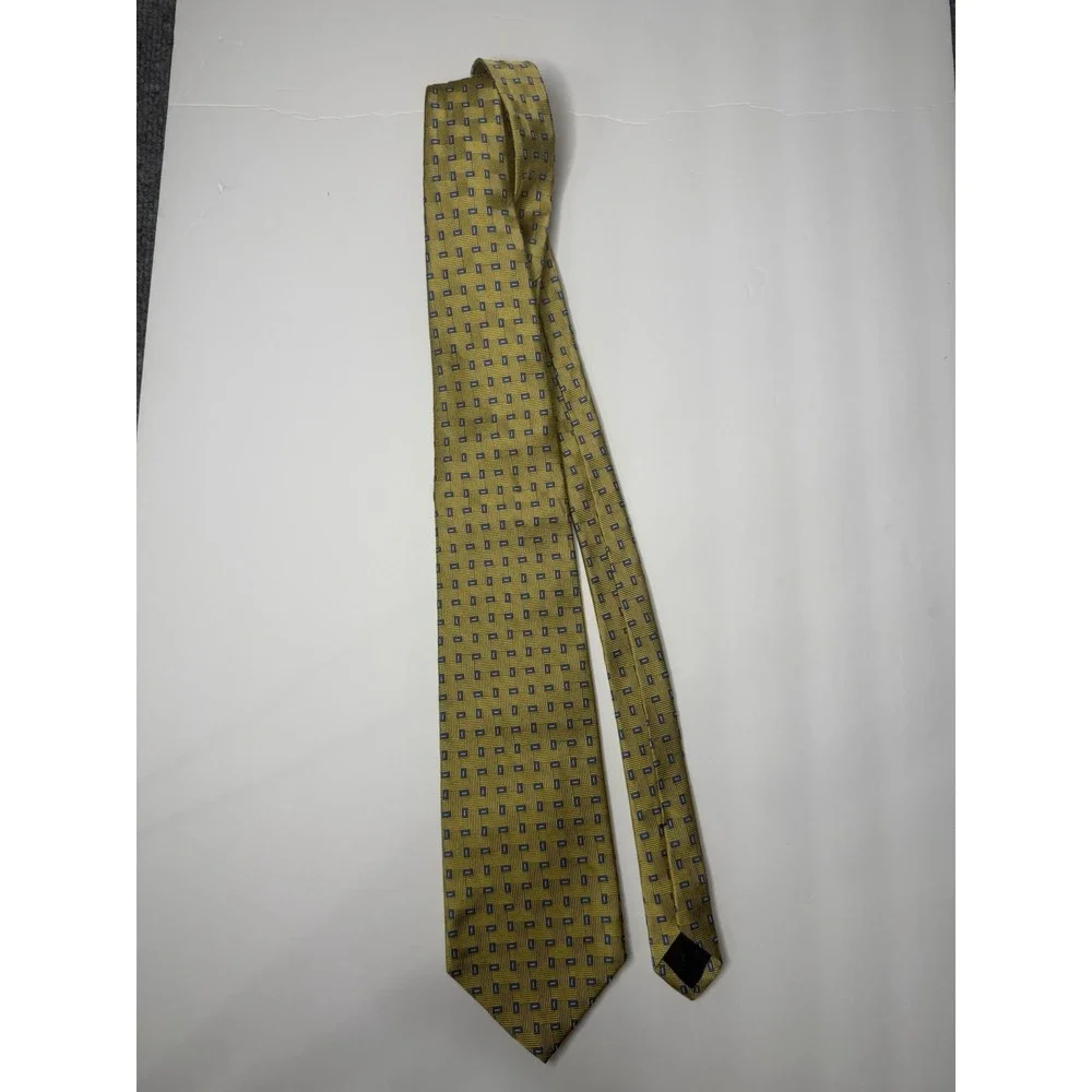 Brooks Brothers 346 Silk Tie Gold Blue‎ Geometric 60
